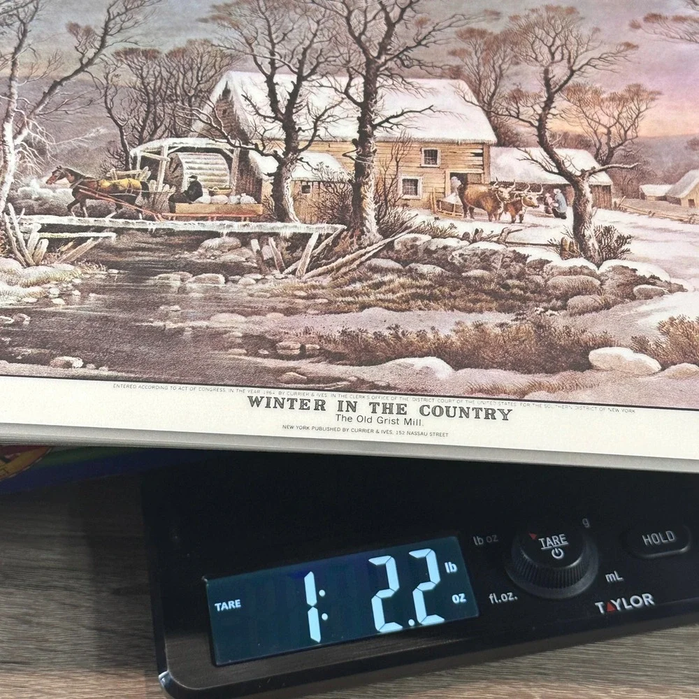 VTG Currier & Ives American Winter Scenes Reversible Set of 8 Holiday Placemats